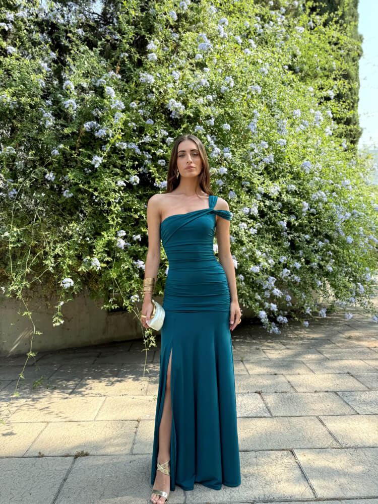 Vestido Licra Con Cintura Drapeada